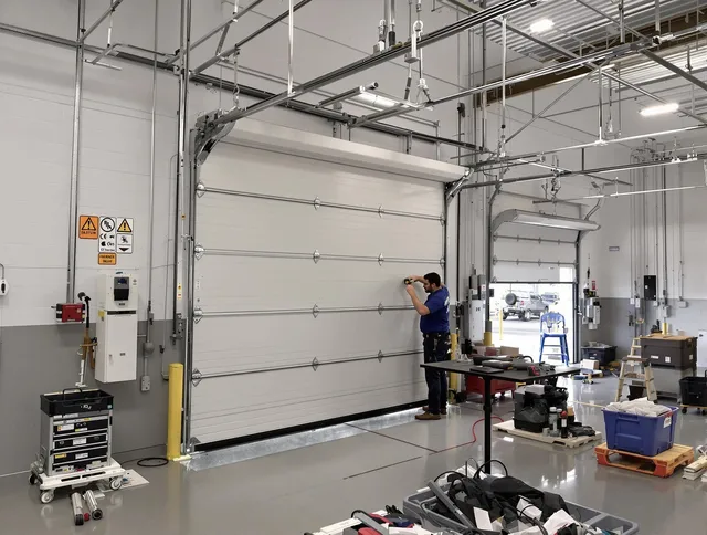Commercial garage door repair being performed by Ocala Garage Door Repair expert in Ocala