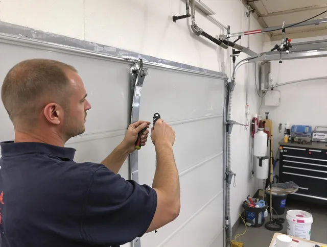 Before and after garage door dent repair by Ocala Garage Door Repair in Ocala