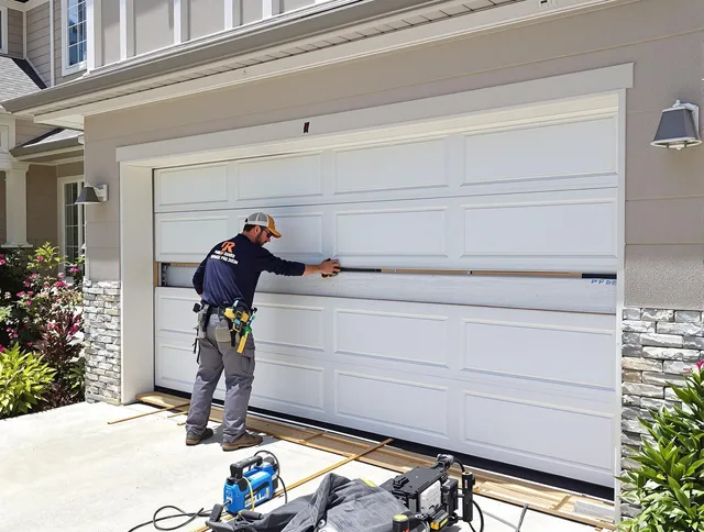 Ocala Garage Door Repair team performing complete garage door replacement at Ocala residence