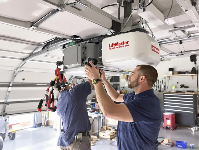 Ocala Garage Door Repair technician performing advanced diagnostics on garage opener in Ocala