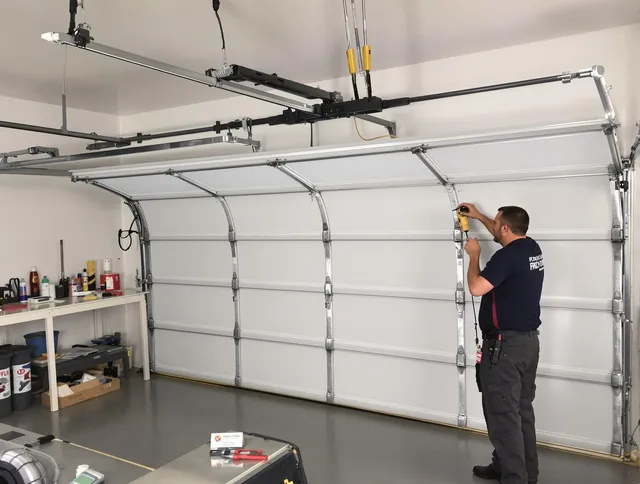 Ocala Garage Door Repair certified technician performing overhead door system repair in Ocala