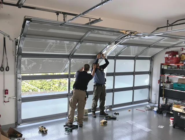 Ocala Garage Door Repair expert performing precise panel replacement on Ocala garage door